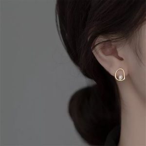 New 18K Gold Vermeil Sterling Silver 925 Pearl Bead Circle Stud Earrings set